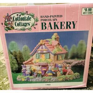 Cottontale Cottages Easter Village Bunny Bakery Whimsical 451-1283 VTG